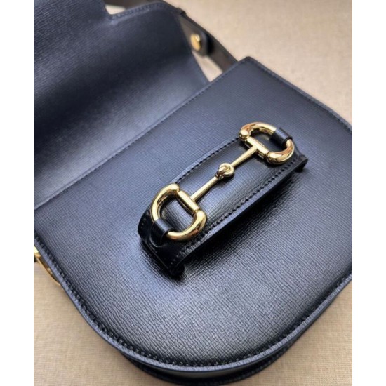 Replica Borsa mini arrotondata Gucci Horsebit 1955 760191 Nera