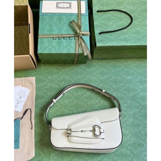 Replica Borsa a tracolla Gucci Horsebit 1955 764155 Bianca