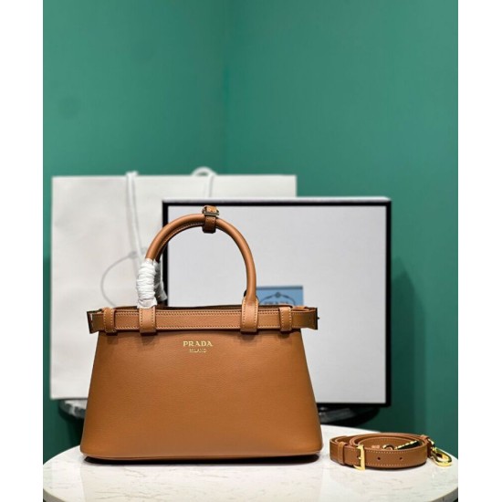 Replica Borsa tote piccola Prada con cintura 1BA418 Caffè