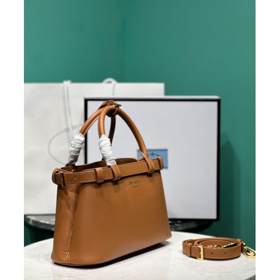 Replica Borsa tote piccola Prada con cintura 1BA418 Caffè
