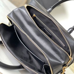Replica Borsone YSL Saint Laurent Lyia con cassandre e impunture trapuntate a rombi nere