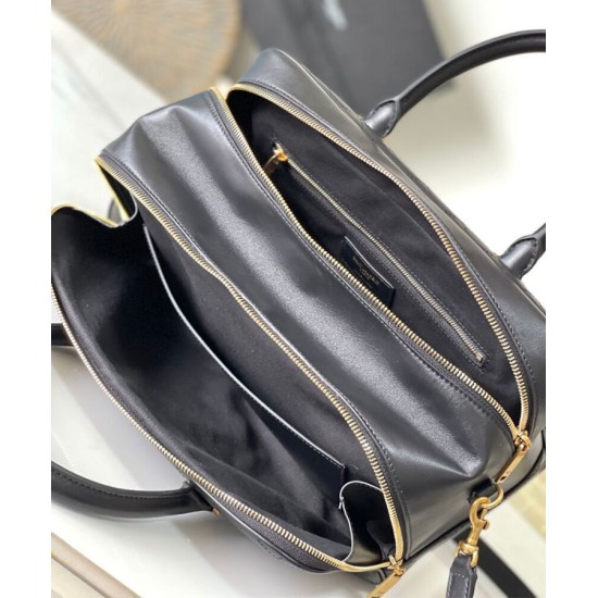 Replica Borsone YSL Saint Laurent Lyia con cassandre e impunture trapuntate a rombi nere