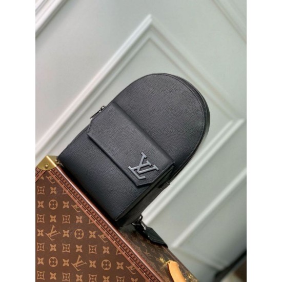 Replica Borsa a tracolla Louis Vuitton Pilot LV Aerogram nera M23736