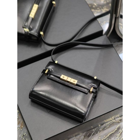 Replica Borsa a tracolla mini YSL Saint Laurent Manhattan nera