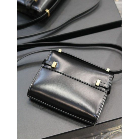 Replica Borsa a tracolla mini YSL Saint Laurent Manhattan nera