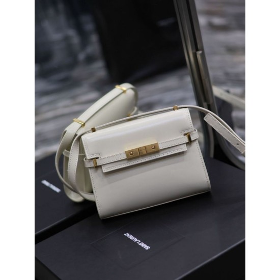 Replica Borsa a tracolla mini YSL Saint Laurent Manhattan Bianca