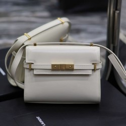 Replica Borsa a tracolla mini YSL Saint Laurent Manhattan Bianca