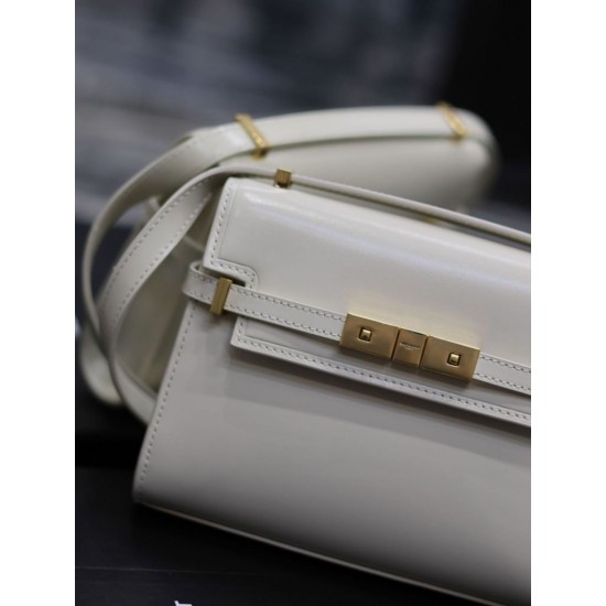 Replica Borsa a tracolla mini YSL Saint Laurent Manhattan Bianca