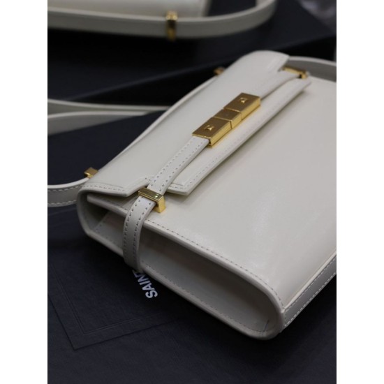 Replica Borsa a tracolla mini YSL Saint Laurent Manhattan Bianca