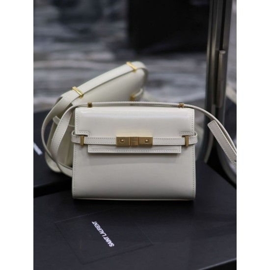 Replica Borsa a tracolla mini YSL Saint Laurent Manhattan Bianca