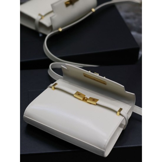 Replica Borsa a tracolla mini YSL Saint Laurent Manhattan Bianca