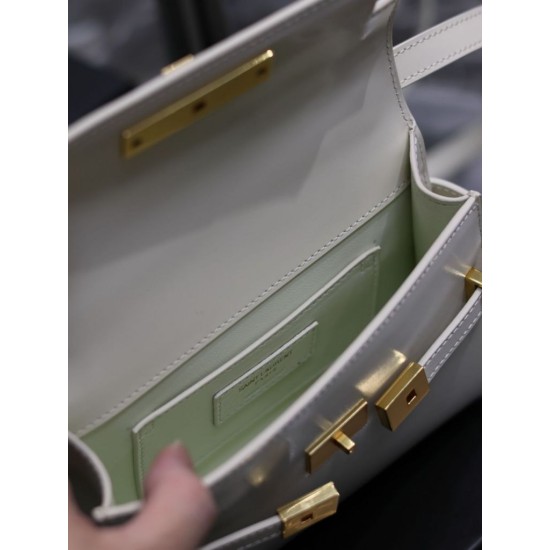 Replica Borsa a tracolla mini YSL Saint Laurent Manhattan Bianca