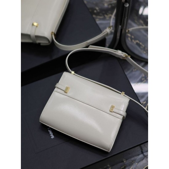 Replica Borsa a tracolla mini YSL Saint Laurent Manhattan Bianca