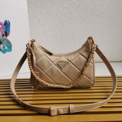 Replica Prada Riedizione 1995 Mini Borsa Chaine Re-Nylon Beige