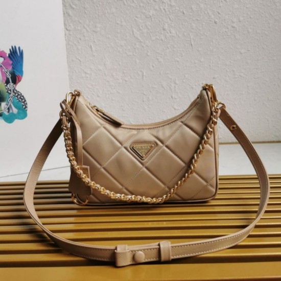 Replica Prada Riedizione 1995 Mini Borsa Chaine Re-Nylon Beige