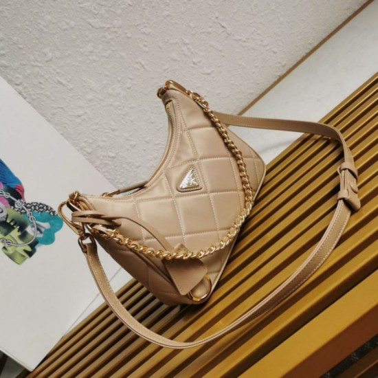 Replica Prada Riedizione 1995 Mini Borsa Chaine Re-Nylon Beige