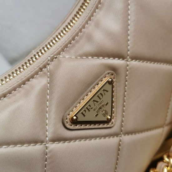 Replica Prada Riedizione 1995 Mini Borsa Chaine Re-Nylon Beige