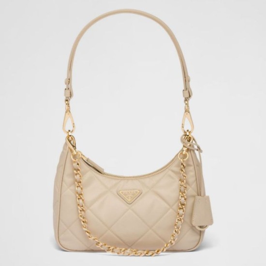 Replica Prada Riedizione 1995 Mini Borsa Chaine Re-Nylon Beige