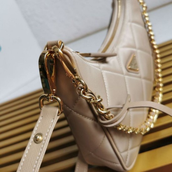 Replica Prada Riedizione 1995 Mini Borsa Chaine Re-Nylon Beige