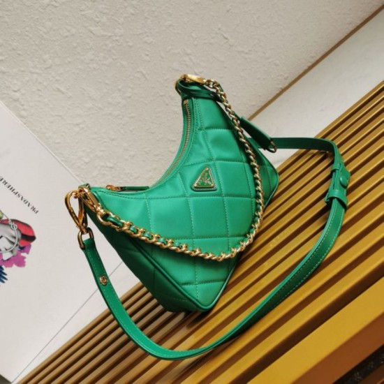 Replica Prada Riedizione 1995 Mini Borsa Chaine Re-Nylon Verde