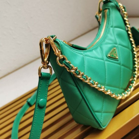 Replica Prada Riedizione 1995 Mini Borsa Chaine Re-Nylon Verde