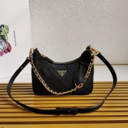 Replica Prada Riedizione 1995 Mini Borsa Chaine Re-Nylon Nero