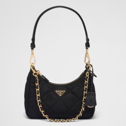 Replica Prada Riedizione 1995 Mini Borsa Chaine Re-Nylon Nero