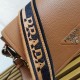 Replica Borsa a tracolla Prada con patta granulata marrone