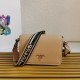 Replica Borsa a tracolla Prada con patta granulata sabbia