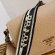 Replica Borsa a tracolla Prada con patta granulata sabbia