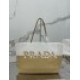 Replica Prada Borsa tote grande Prada all'uncinetto in filato effetto rafia Beige/Bianco Replica Prada Borsa tote grande Prada all'uncinetto in filato effetto rafia Beige/Bianco