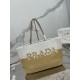 Replica Prada Borsa tote grande Prada all'uncinetto in filato effetto rafia Beige/Bianco Replica Prada Borsa tote grande Prada all'uncinetto in filato effetto rafia Beige/Bianco