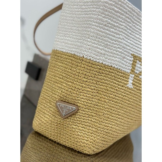 Replica Prada Borsa tote grande Prada all'uncinetto in filato effetto rafia Beige/Bianco Replica Prada Borsa tote grande Prada all'uncinetto in filato effetto rafia Beige/Bianco