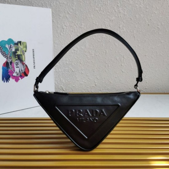 Replica Borsa a tracolla triangolare Prada Nera