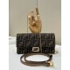 Replica Portafoglio baguette Fendi su catena Borsa Fendi ricamo FF Marrone