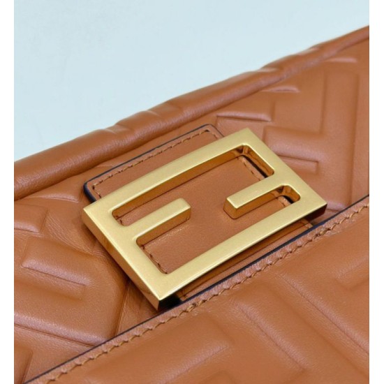 Replica Borsa media Fendi Baguette Borsa Fendi con motivo FF Marrone