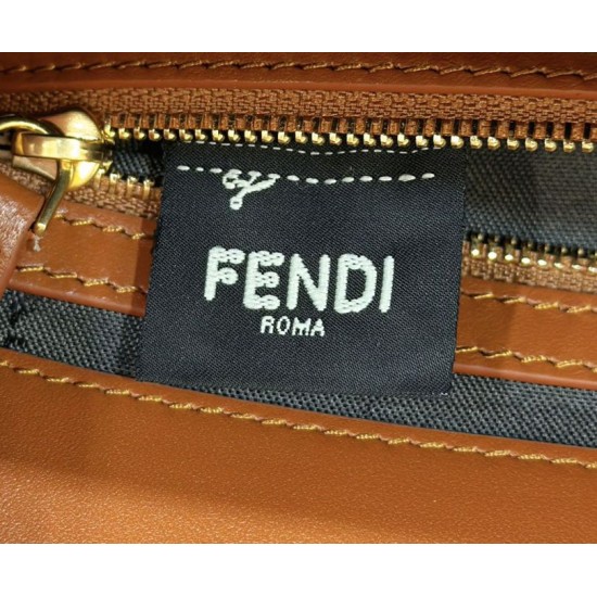 Replica Borsa media Fendi Baguette Borsa Fendi con motivo FF Marrone