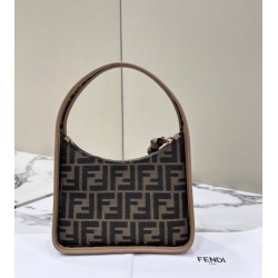 Replica Fendi Mini Fendessencehobo Fendi Bag Miniborsa in tessuto FF Marrone