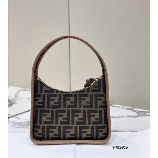 Replica Fendi Mini Fendessencehobo Fendi Bag Miniborsa in tessuto FF Marrone