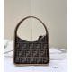 Replica Fendi Mini Fendessencehobo Fendi Bag Miniborsa in tessuto FF Marrone