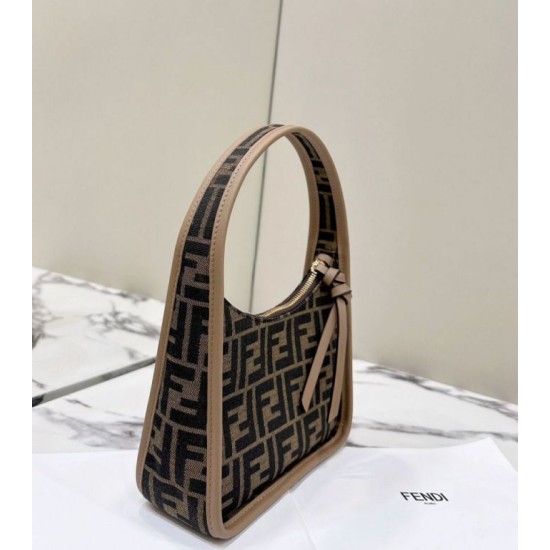 Replica Fendi Mini Fendessencehobo Fendi Bag Miniborsa in tessuto FF Marrone