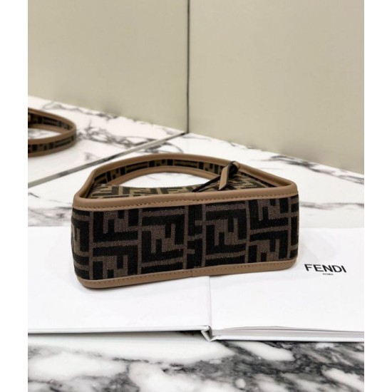 Replica Fendi Mini Fendessencehobo Fendi Bag Miniborsa in tessuto FF Marrone