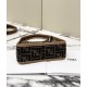 Replica Fendi Mini Fendessencehobo Fendi Bag Miniborsa in tessuto FF Marrone