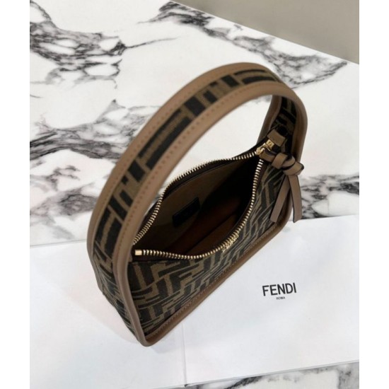 Replica Fendi Mini Fendessencehobo Fendi Bag Miniborsa in tessuto FF Marrone
