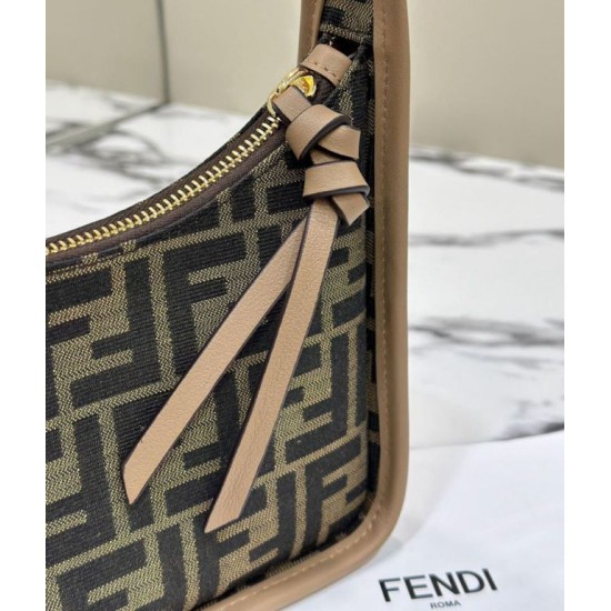 Replica Fendi Mini Fendessencehobo Fendi Bag Miniborsa in tessuto FF Marrone