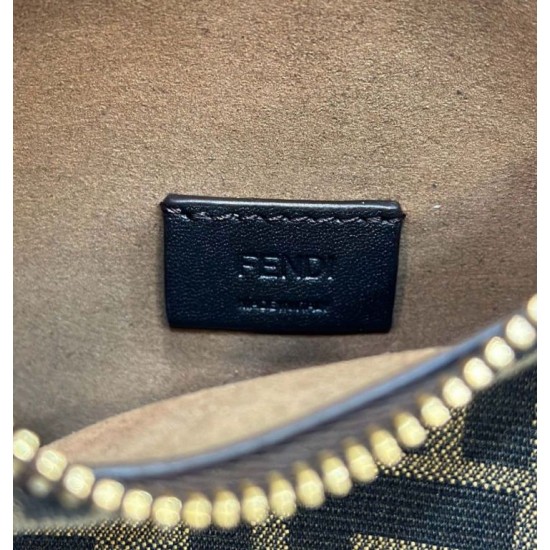 Replica Fendi Mini Fendessencehobo Fendi Bag Miniborsa in tessuto FF Marrone