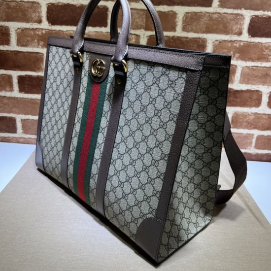 Replica Borsa tote grande da uomo Gucci Ophidia 724665 Marrone