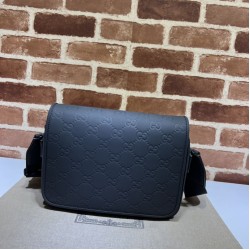 Replica Borsa a tracolla Gucci effetto gomma GG 775097 Nera