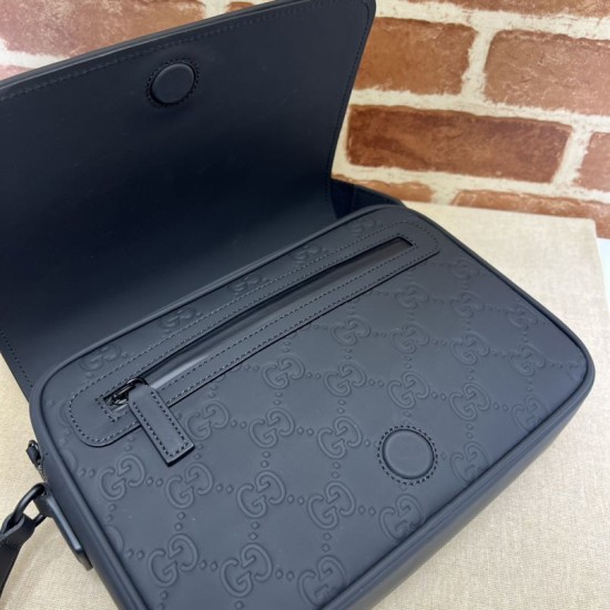 Replica Borsa a tracolla Gucci effetto gomma GG 775097 Nera