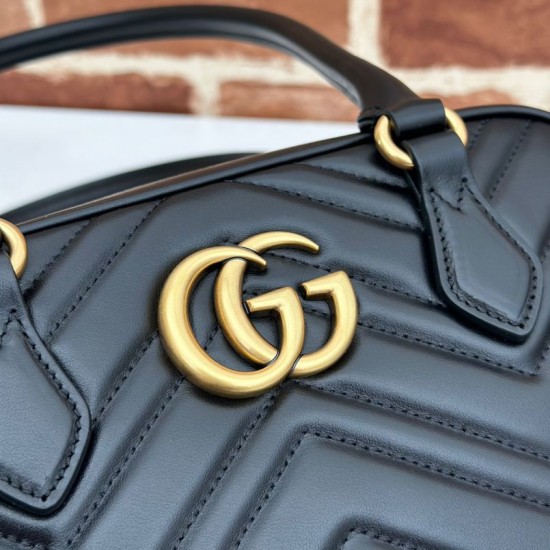 Replica Borsa piccola con manico superiore Gucci GG Marmont 795199 Nera